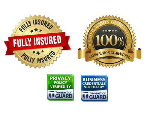 2 cleaning services privacy seal and business verified badges fully insured and customer guaranteed gold seals